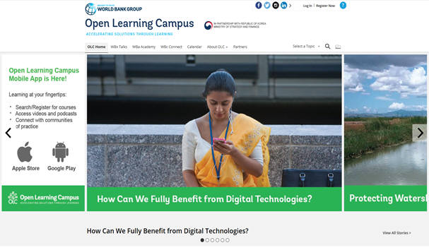 세계은행 온라인 학습플랫폼 '오픈러닝캠퍼스(OLC)'. [자료:한국환경산업기술원]