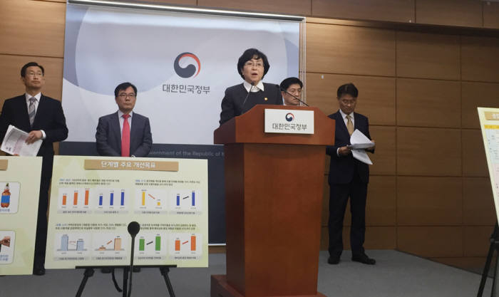 김은경 환경부 장관이 10일 정부세종청사에서 재활용 폐기물 종합대책을 발표했다.