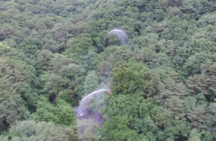 충북산림환경연구소가 조령산자연휴양림에 설치한 산불소화시설(제공:충북도)
